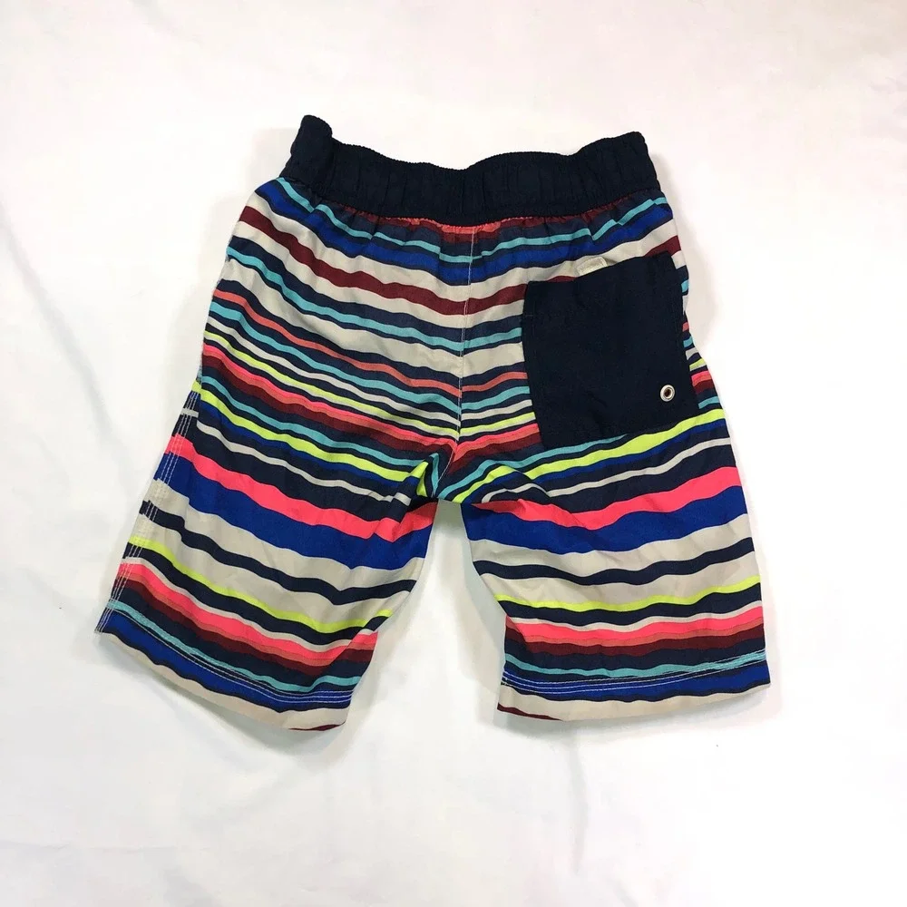 Boys Tek Gear Dry Tek Shirt and Gymboree Striped Board Shorts Swim Set Navy Blue